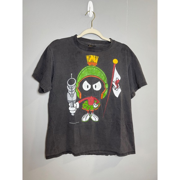 Vintage 1993 Marvin the Martian Looney Tunes T-Shirt Changes Faded Black Small